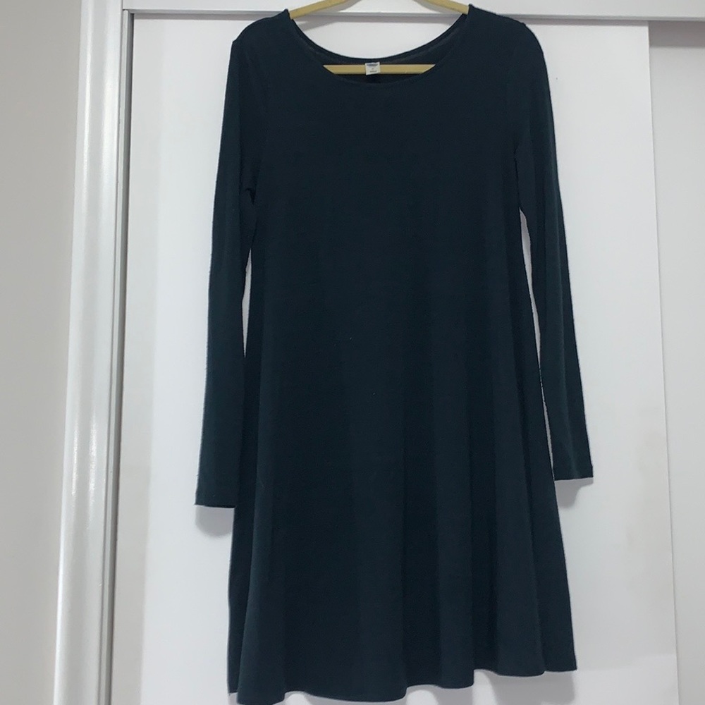 Old Navy Deep Teal Long Sleeve Fit and Flare Dress